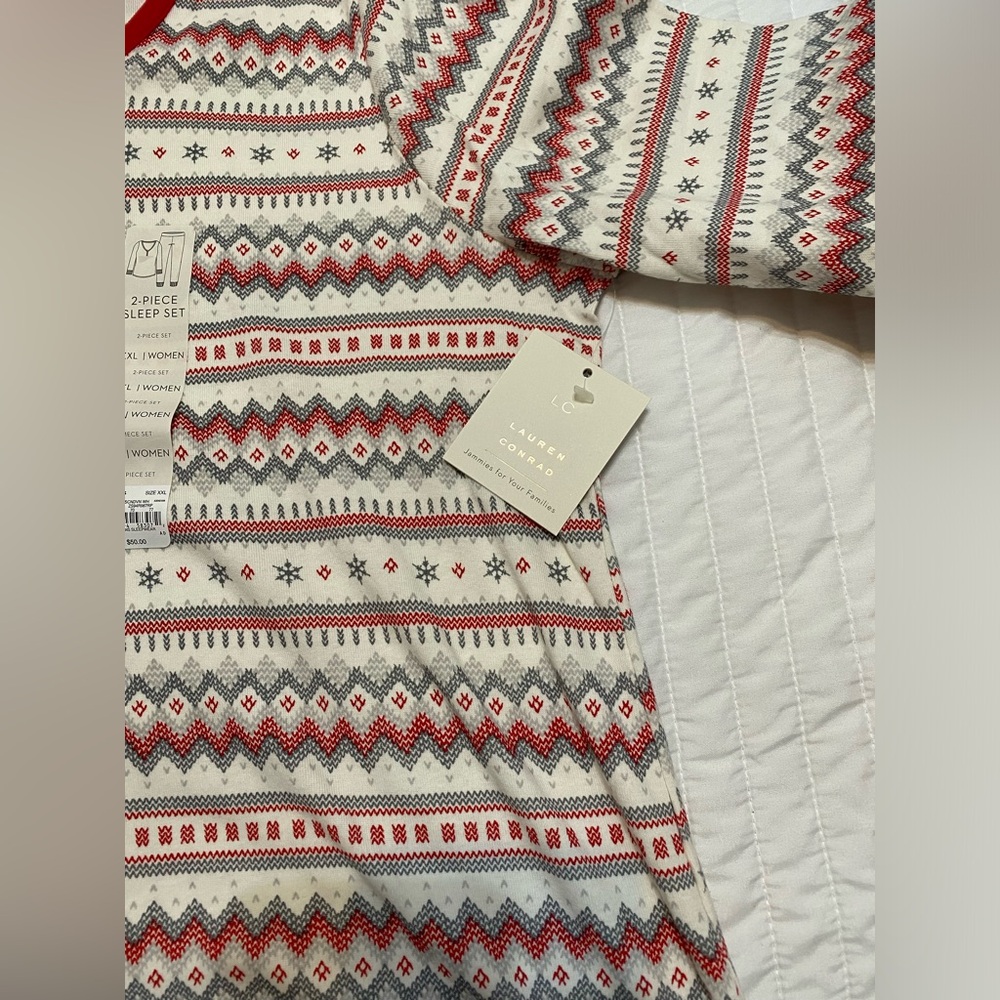 Lauren Conrad Women's  Christmas Holiday pajama XXL red white gray plus size - Picture 4 of 6
